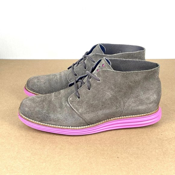 Cole Haan Lunargrand Chukka Boot Suede Mens Size 8 Taupe Tan Pink - Picture 1 of 9